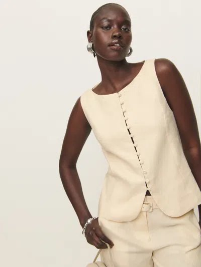 Reformation Addison Linen Top In Sugar