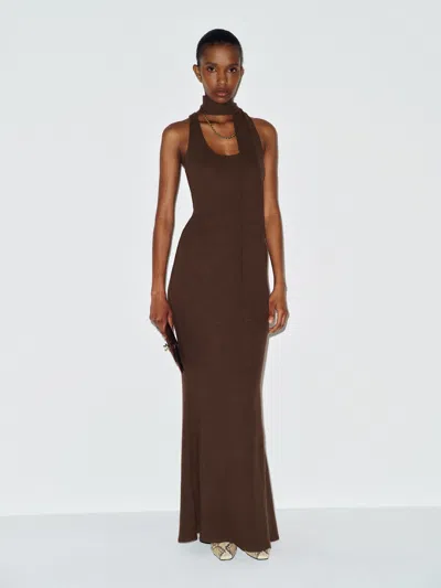 Reformation Adela Knit Dress Brown Large
