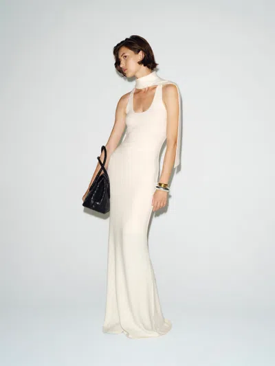 Reformation Adela Knit Dress Ivory Large In White