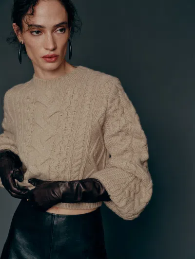 Reformation Adela Regenerative Wool Cable Sweater In Linen