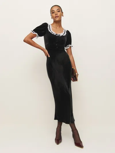 Reformation Adessa Velvet Dress In Black
