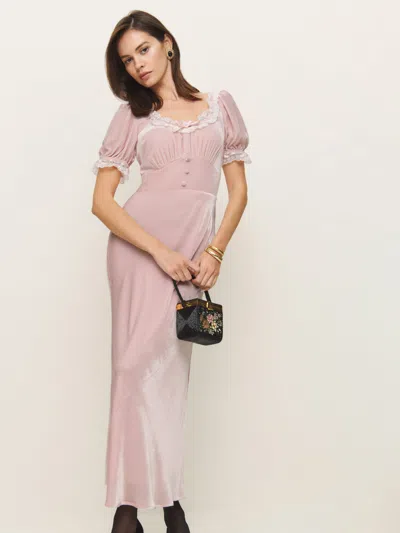 Reformation Adessa Velvet Dress In Cherry Blossom