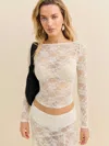 Reformation Adriano Lace Knit Top In Ivory Lace