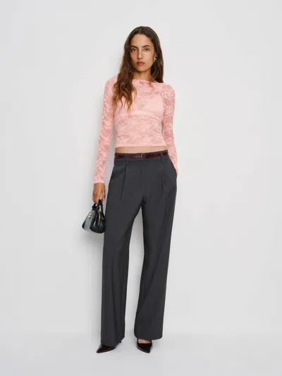 Reformation Adriano Lace Knit Top In Pink