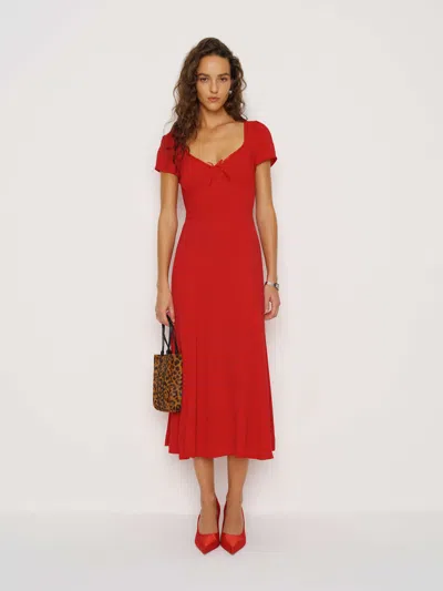 Reformation Afton Dress In Red