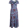 Reformation Afton Floral Print Maxi Dress In Blue
