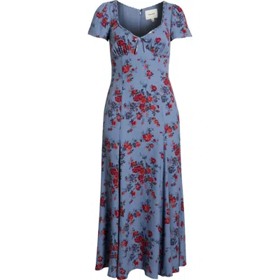 Reformation Afton Floral Print Maxi Dress In Blue