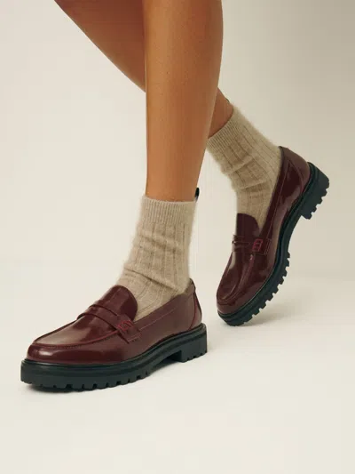 Reformation Agathea Chunky Loafer In Ruby Leather