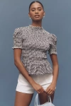 Reformation Aggie Smocked Peplum Organic Cotton Blend Top