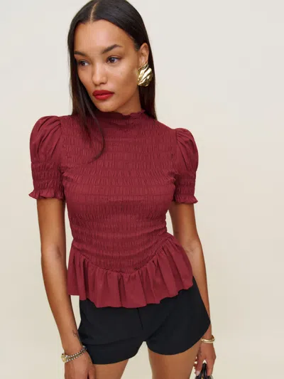Reformation Aggie Top In Rubies