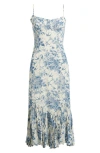 Reformation Aiko Floral Print Midi Dress In Purple