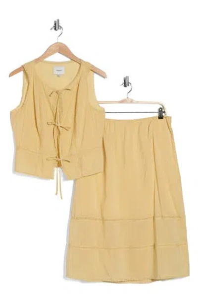 Reformation Ainsley Tie Front Tank & A-line Skirt Set In Blonde