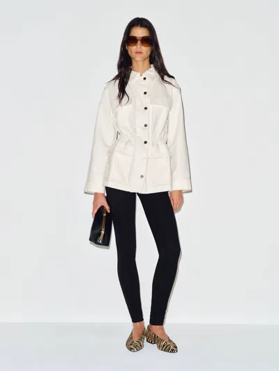Reformation Alex Cinched Denim Jacket Ivory Large In Ivoire