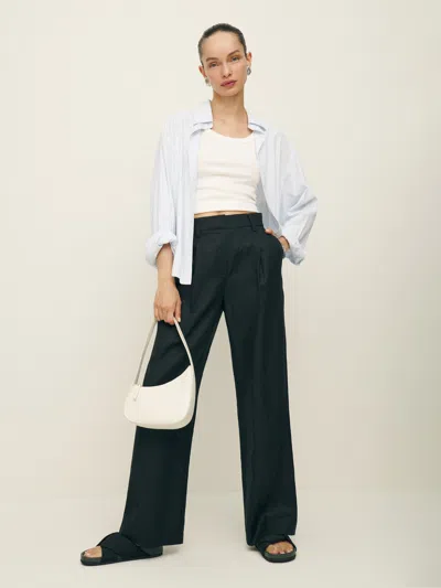 Reformation Alex Cropped Linen Pant In Black