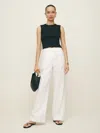Reformation Alex Cropped Linen Pant In White