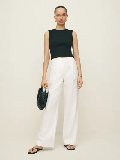 Reformation Alex Cropped Linen Pant In White