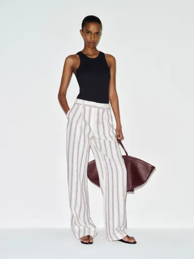 Reformation Alex Linen Mid Rise Pant Ivory 8 In White