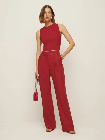 Reformation Alex Linen Pant In Sundried Tomato