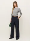 Reformation Alex Mid Rise Pant In Midnight Stripe
