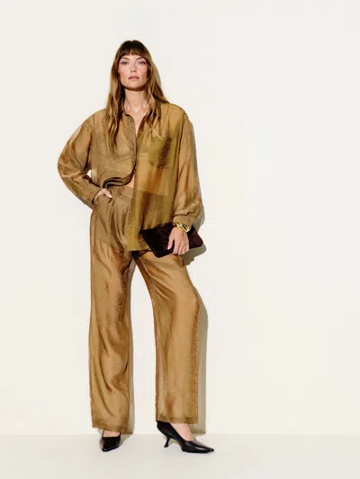 Reformation Alex Mid Rise Pant In Sheer Brown