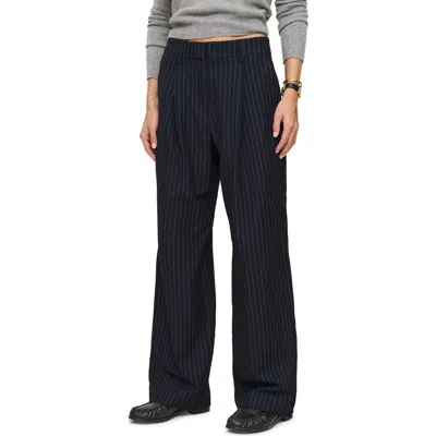 Reformation Alex Pinstripe Wide Leg Pants In Midnight Stripe