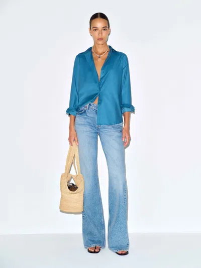 Reformation Alfie Relaxed Shirt Blue Medium