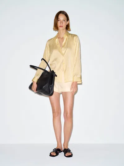 Reformation Alfie Relaxed Shirt Yellow Xs In Brown