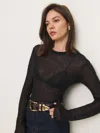 Reformation Alice Sheer Alpaca Crew In Black