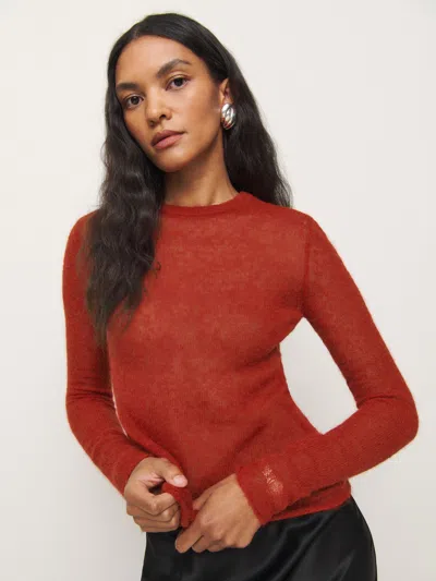Reformation Alice Sheer Alpaca Crew In Sundried Tomato