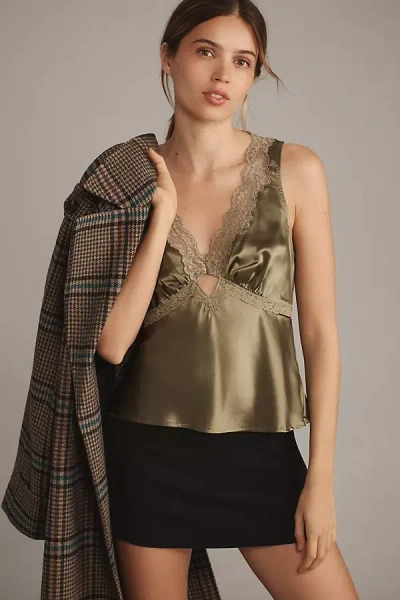 Reformation Aliceyn Silk Top In Green