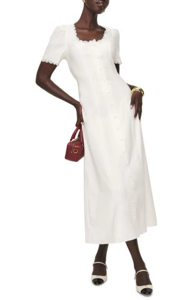 Reformation Alida Organic Cotton Button-up Midi Dress In White