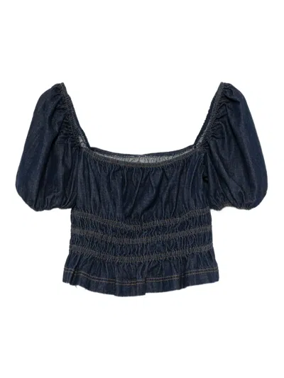 Reformation Aliya Denim Top In Blue