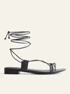Reformation Sandales Plates À Lacets Alize In Black