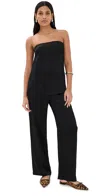 Reformation Alleia Satin Two Piece In Black Crinkle