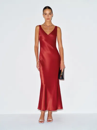 Reformation Allison Silk Dress Red Small