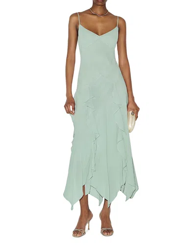 Reformation Allissa V Neck Ruffle Trim Dress In Green