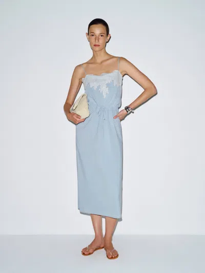 Reformation Robe Alondra En Dentelle Bleu 34 In Blue