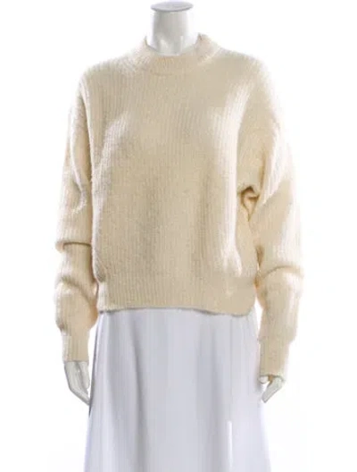 Pre-owned Reformation Alpaca Crew Neck Sweater In White