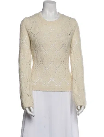 Pre-owned Reformation Alpaca Crew Neck Sweater In White