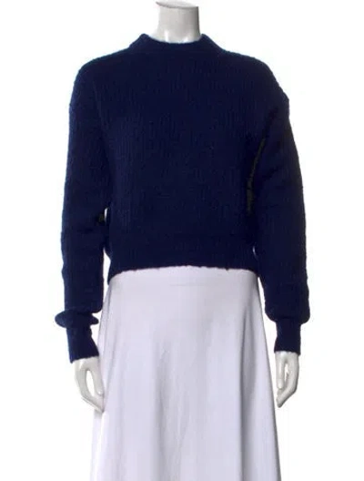 Pre-owned Reformation Alpaca Mock Neck Sweater In Blue