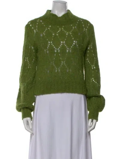 Pre-owned Reformation Alpaca Mock Neck Sweater In Green
