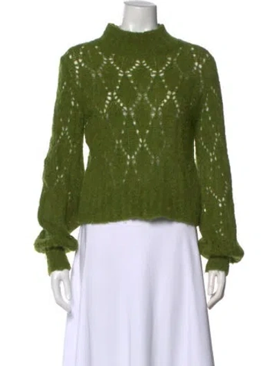 Pre-owned Reformation Alpaca Patterned Sweater In Green