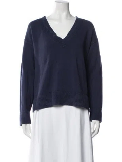 Pre-owned Reformation Alpaca V-neck Sweater In Blue