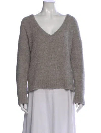 Pre-owned Reformation Alpaca V-neck Sweater In Gray