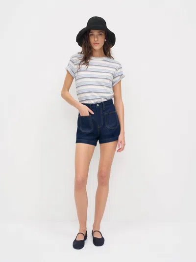 Reformation Alyssa Stretch High Rise 3.5" Jean Shorts Blue 34
