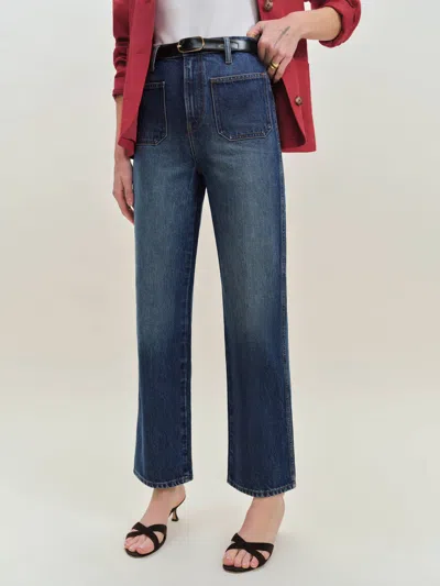 Reformation Alyssa Stretch High Rise Wide Leg Cropped Jeans In Mellusine