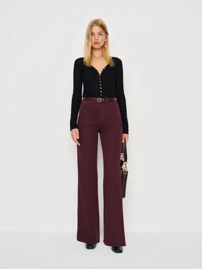 Reformation Alyssa Stretch High Rise Wide Leg Jeans In Burgundy