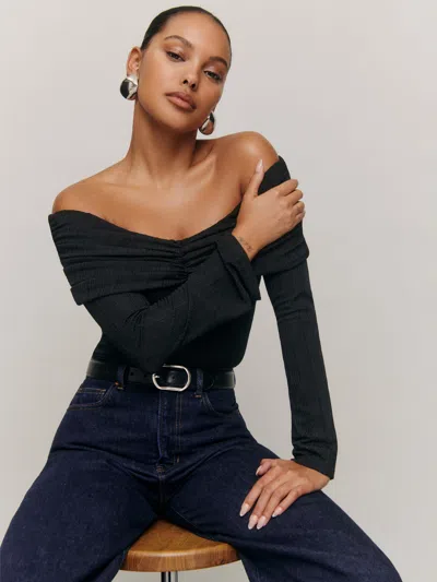 Reformation Amabel Knit Top In Black