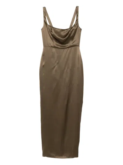Reformation Ambre Silk Dress In Brown