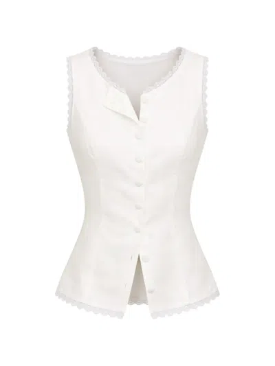 Reformation Amela Lace-detail Vest In White